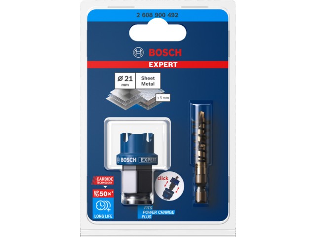 Žaga za izrezovanje lukenj Bosch EXPERT Sheet Metal, Dimenzije: 21x5mm, 2608900492